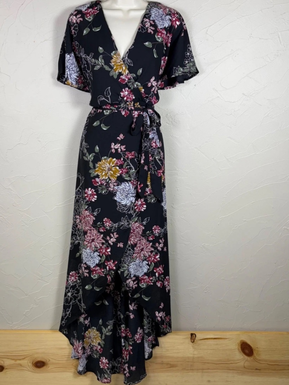 Luxology Navy Wrap Maxi Dress in Floral